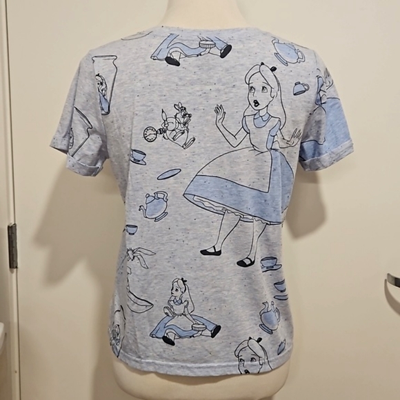 Disney Alice in Wonderland XS blue gray cuffed tee Orgl 1951 movie graphics EUC - Picture 3 of 7